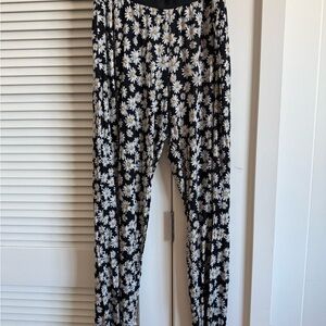 Tommy John Floral Print Black Pants